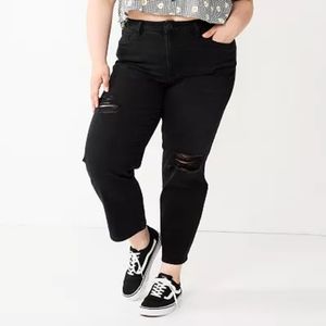 NWT SO Goods For Life Distressed Black Plus Size 20 High Rise Straight